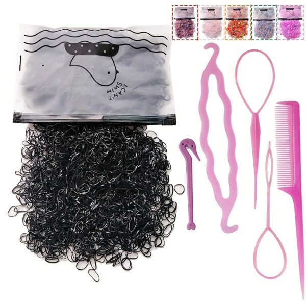 1505pcs Mini Colorful Hair Ties & Styling Tools, Perfect for Girls Hair Accessories, Ideal Choice for Gifts - Image 10
