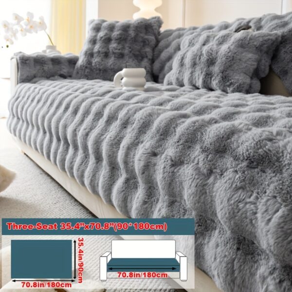 1pc Imitation Rabbit Plush Sofa Cover Winter Warm Thick Plush Soft Sofa Slipcover Pet Favorite Non-slip Protective Couch Cover Furniture Protector For Bedroom Office Living Room Home Decor - Image 32