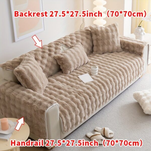 1pc Imitation Rabbit Plush Sofa Cover Winter Warm Thick Plush Soft Sofa Slipcover Pet Favorite Non-slip Protective Couch Cover Furniture Protector For Bedroom Office Living Room Home Decor - Image 29
