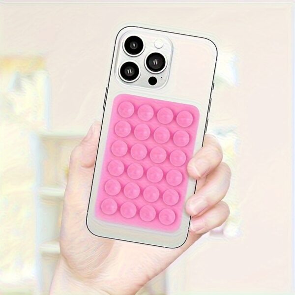 Adhesive Silicone Mobile Phone Holder with Suction Cup, Adhesive Silicone Hands-free Mirror Shower Phone Mount for Selfies and Videos (2 Colors Available)