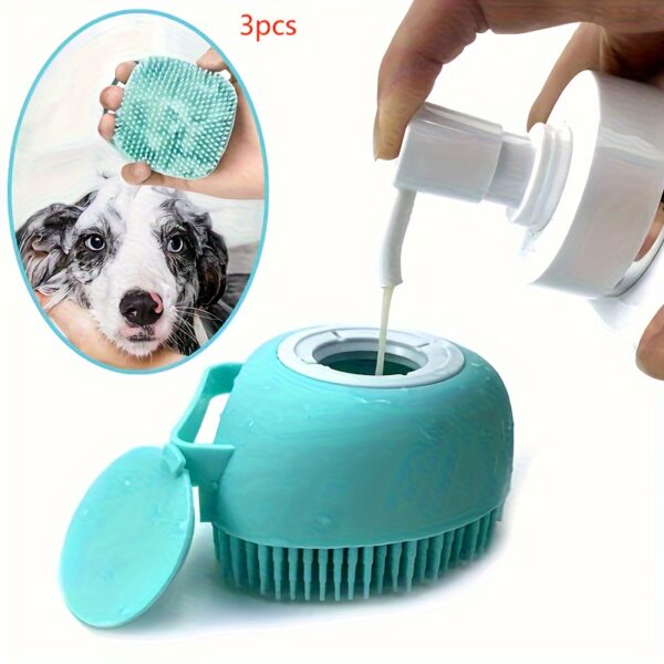 Silicone Pet Shampoo Brush - Massage Rubber Bath Comb with Shampoo Storage for Dog & Cat - Pet Grooming Tool Christmas Gift - Image 6