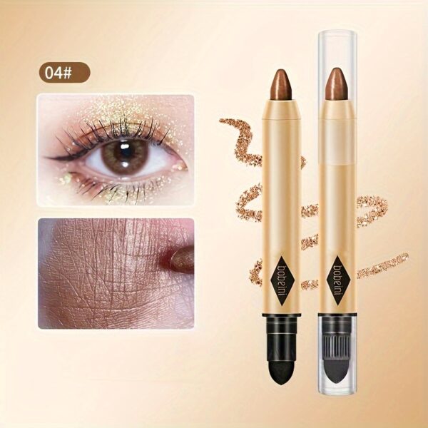 Glitter Highlighter Eyeshadow Pencil Shimmer Contouring Brightening Double-headed Eyeshadow Stick Lazy Eyeshadow Makeup Contains Plant Squalane Formula - Image 9