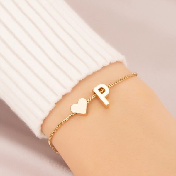 1pc Mini Love Heart Letter Beads Thin Chain Bracelet Simple Minimalist Hand Chain Jewelry - Image 22