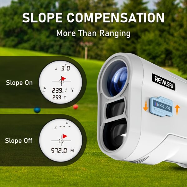 REVASRI Golf Rangefinder with Slope & Pin Lock Vibration - 914.4meter Laser Range Finder, External Slope Switch (Tournament Legal), Rechargeable Battery, Flag Lock, Straight-Line Distance Measurement for Golfers & Beginners - Image 4