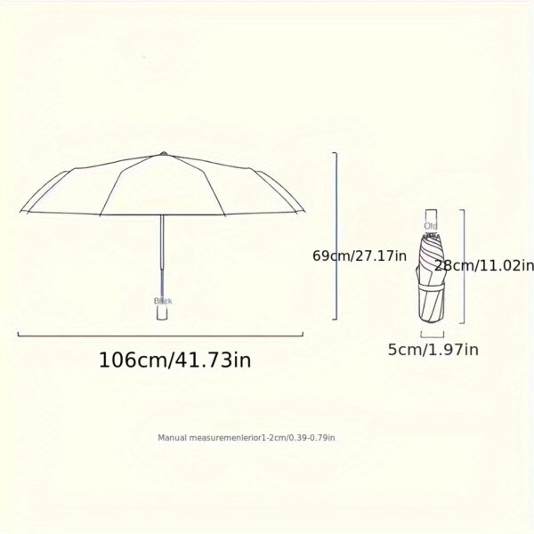Extra Large 12 Ribs Windproof Waterproof Folding Umbrella For Business Men's & Women's Travel, Reinforcement Umbrella For Both Rainy And Sunny Day For Students - Image 5