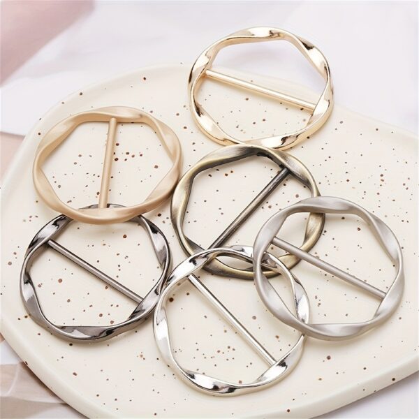 5pcs Versatile Metal Scarf & T-Shirt Clips - Effortless Knotting and Waist Cinching Accessories for Sewing, Knitting, and DIY Crafting - Easy to Use, Adjustable, and Reusable - Image 8