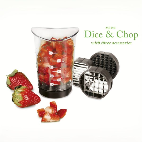 3-in-1 Manual Vegetable Chopper & Slicer Cup - Carbon Steel Blades, Dishwasher Safe, Multi-Function Kitchen Tool for Slicing, Dicing, and Measuring - Perfect for Onions, Mushrooms, and More, Vegetable Slicer And Chopper - Image 8