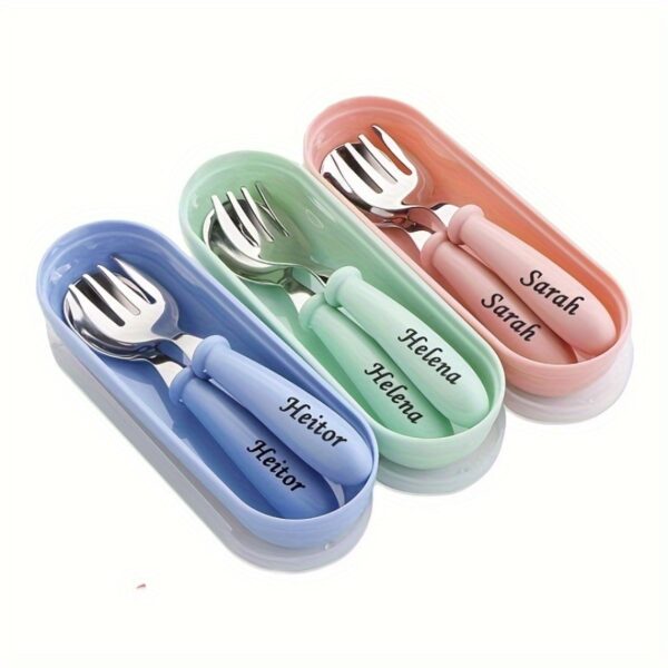 [Customized] Personalized Any Name Children's Tableware Spoon And Fork Storage Box Set, Children's Tableware Set Easter Gift - Image 10