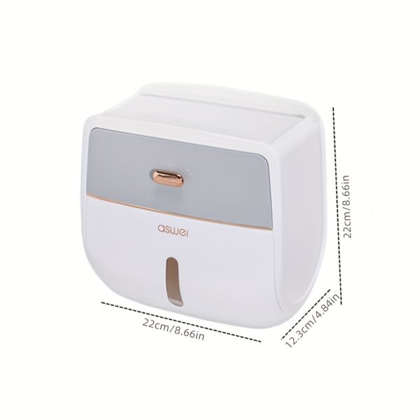 1pc Toilet Roll Paper Holder, Double Layer Large Capacity Tissue Storage Box, Wall Mounted Bathroom Tissue Dispenser, Waterproof Tissue Box, Bathroom Accessories - Image 4