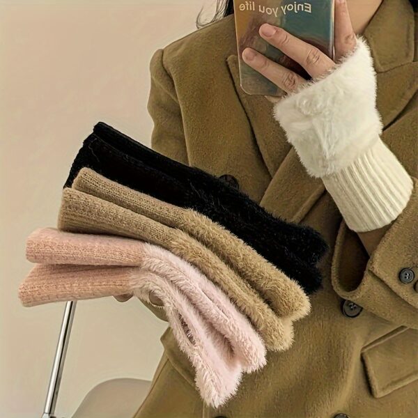 Women'S Cozy Fingerless Gloves - Soft, Warm, and Stylish Winter Gloves in Pure White, Perfect for Cold Weather or Casual Wear, Hand-Washable, Ladies Gloves - Image 14