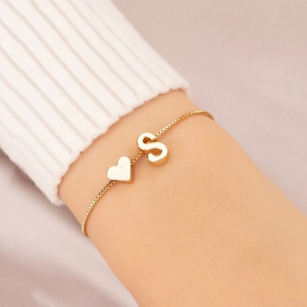 1pc Mini Love Heart Letter Beads Thin Chain Bracelet Simple Minimalist Hand Chain Jewelry - Image 12