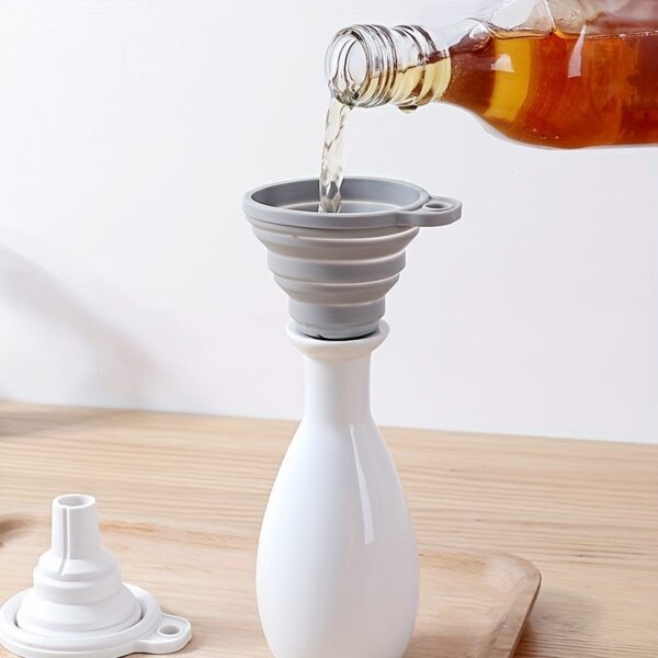 1pc Collapsible Silicone Funnel - Mini, Food-Safe Kitchen Gadget for Easy Liquid Dispensing - Image 2