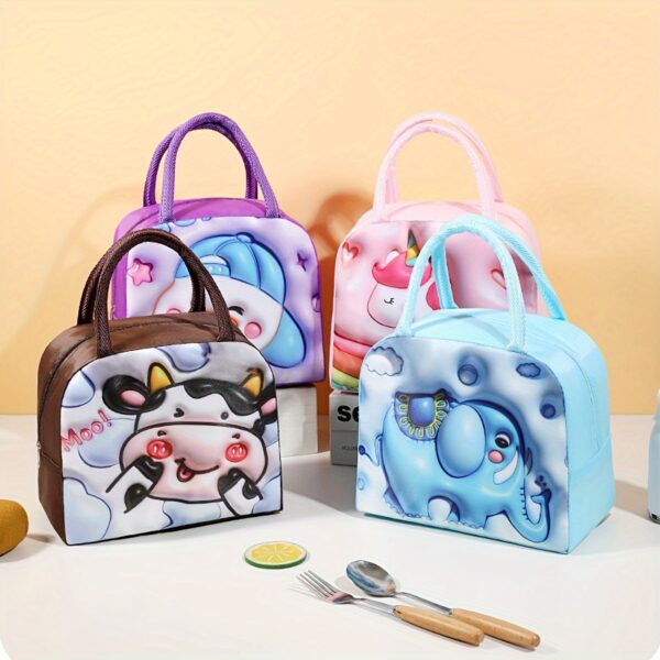 1pc Adorable 3D Pattern Girls Lunch Bag - Portable, Insulated & Retains Freshness - Perfect for School or Picnics - A Thoughtful Gift Idea - Image 2