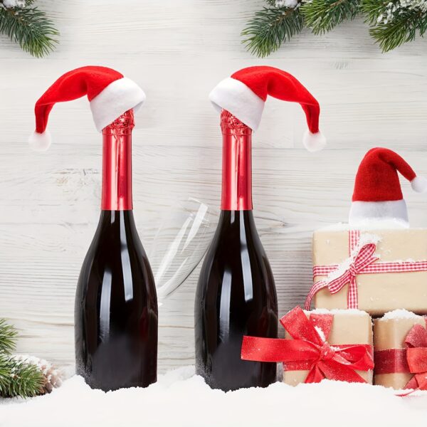 10pcs, Christmas Knife And Fork Small Hat, 6*12cm Red Mini Christmas Hat, Wine Bottle Knife And Fork Table Decoration, Suitable For Winter Christmas And All Seasons, Furry Christmas Accessories, Kitchen Accessories, Kitchen Dining Decoration - Image 5
