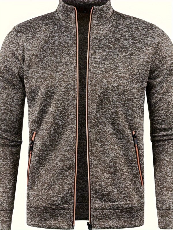 [Full Zip Up Cardigan Sweater] Elegant Mid Stretch Cardigan, Men's Casual Full Zip Up Cardigan Sweater Coat For Fall Winter - Image 8