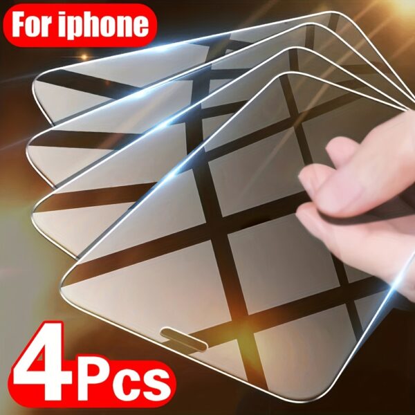 iPhone HD Tempered Glass Screen Protection - 4pcs for 11 12 13 14 15 Pro Max 14 15 Plus - Protective Glass Film - Image 5