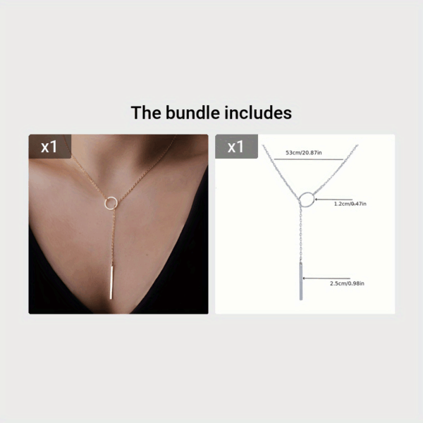 Monochrome Circle With Rod Y-Necklace Alloy Neck Jewelry Simple Style Clavicle Necklace For Women - Image 17
