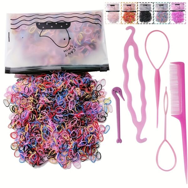 1505pcs Mini Colorful Hair Ties & Styling Tools, Perfect for Girls Hair Accessories, Ideal Choice for Gifts