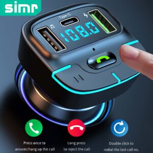 Super Lossless Sound Wireless Car MP3 Player FM Transmitter Dual USB Fast Charging Type-C USB One-Key Hands-Free Calling Car Charger Audio Receiver