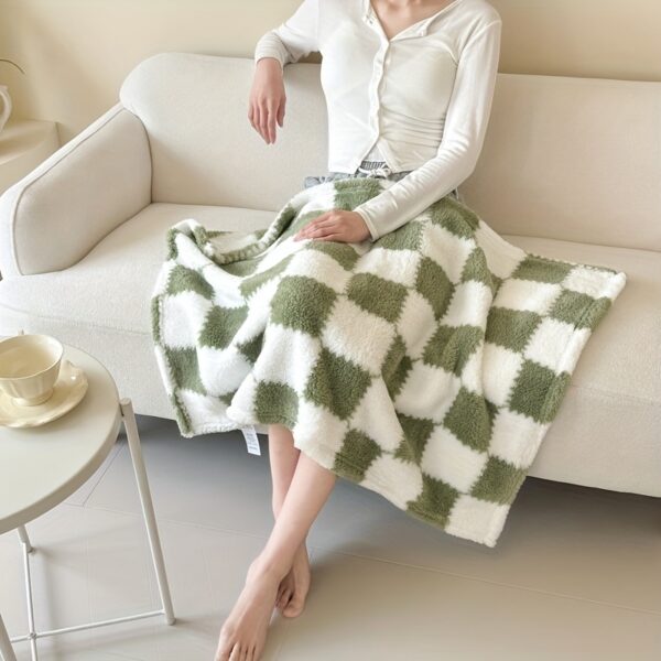 [1pc Cozy Fleece Blanket] 1pc Soft & Cozy Plaid Flannel Fleece Blanket | Multi-Purpose Throw for Adults, Pets, Office, Outdoor Camping, Holiday Gifts | 300-350gsm Knitted Polyester, Multiple Sizes Available, Pet-Friendly, Checkered Pattern - Image 14