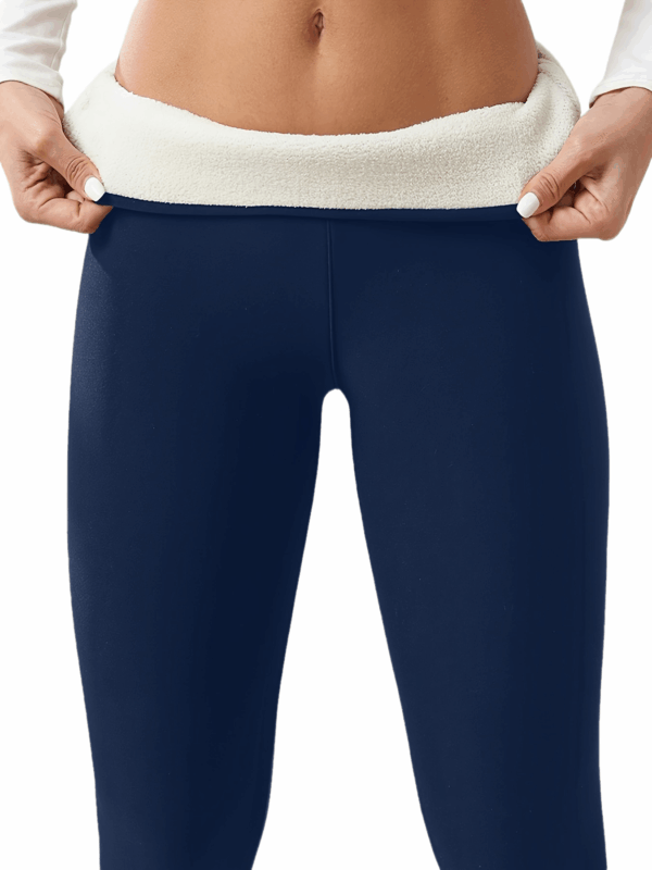 High Stretch Autumn And Winter Women's Plush Lined Sherpa Leggings, Solid Color Yoga Fitness Pants For Outdoor Running And Warm Pants