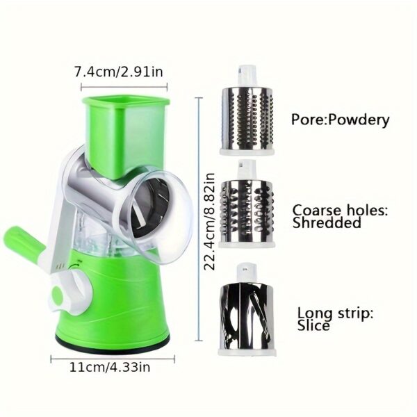 Cheese Grater, Kitchen Mandoline Vegetable Slicer With 7.62 Cmterchangeable Blades, Easy To Clean Rotary Grater Slicer For Fruit, Grinder For Potato, Carrot, Nuts - Image 4