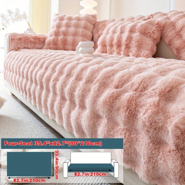 1pc Imitation Rabbit Plush Sofa Cover Winter Warm Thick Plush Soft Sofa Slipcover Pet Favorite Non-slip Protective Couch Cover Furniture Protector For Bedroom Office Living Room Home Decor - Image 39
