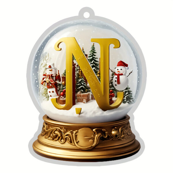 Acrylic Crystal Globe Christmas Ornament with Snowman Figurine - Hanging Alphabet Letters A-Z, Art Deco Style, Thanksgiving & Christmas Tree Decor, No Battery Required - Image 18