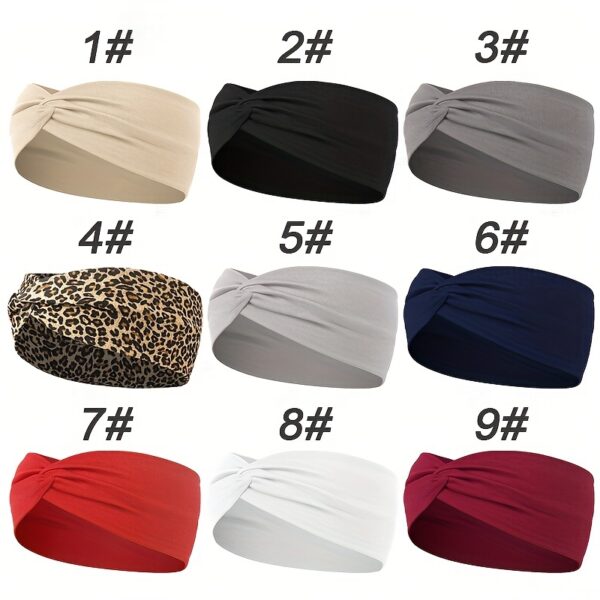 1pcs Solid Color Headband Twist Knotted Hair Band Elastic Hair Band Non Slip Sweat Band Headwear - Image 2