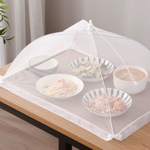1pc of white rice cover, foldable dining table food fly proof rice cover, household dust cover, umbrella fly proof kitchen outdoor food cover - Image 6