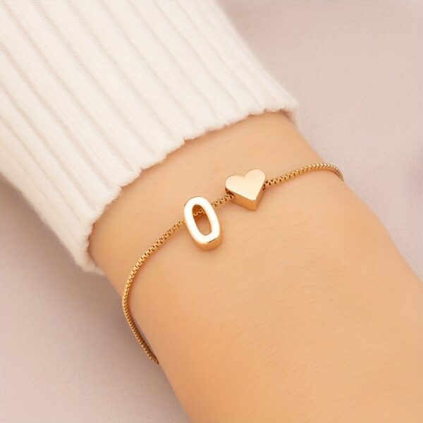 1pc Mini Love Heart Letter Beads Thin Chain Bracelet Simple Minimalist Hand Chain Jewelry - Image 21