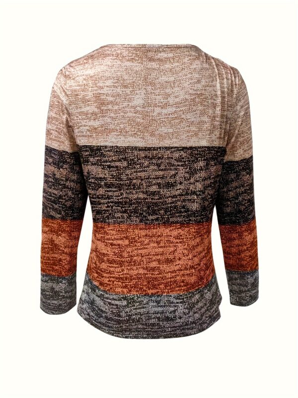Color Block Quarter Zip T-Shirt, Casual Long Sleeve T-Shirt For Spring & Fall, Women's Clothing - Image 3