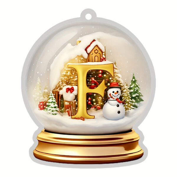 Acrylic Crystal Globe Christmas Ornament with Snowman Figurine - Hanging Alphabet Letters A-Z, Art Deco Style, Thanksgiving & Christmas Tree Decor, No Battery Required - Image 32