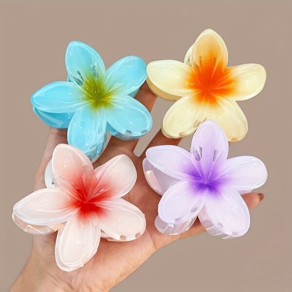 6pcs/1pc Random Color Egg Flower Hairpin, Plastic Fairy Elegant Hairpin, Ideal Gift Choice Gradient Color Flower Hair Claw Clip - Sweet and Elegant Hawaiian Style, Suitable for Women and Girls - Fashion Casual Accessories, Photo Props and Gifts - Image 2