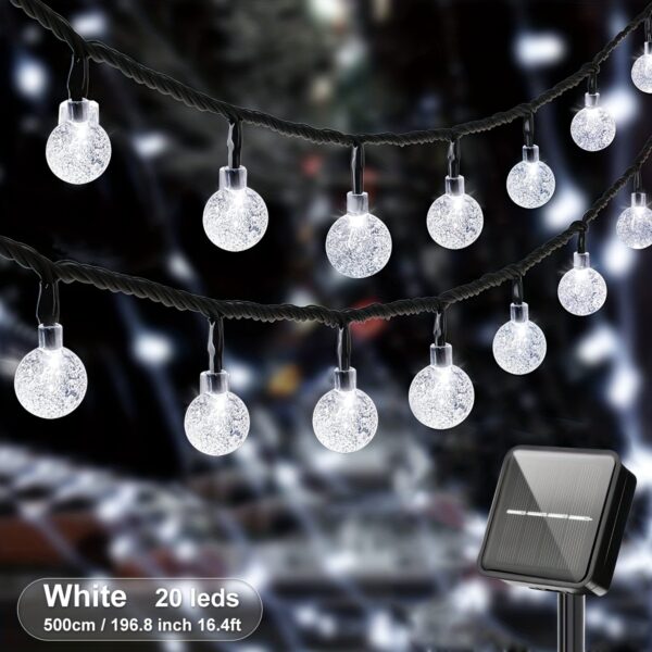 1pack, 20/50/100 LED Large Light Bulb, Solar Crystal Ball, Bubble Light String, Solar Outdoor Light Strip, 8 Lighting Modes, Solar Light String For Garden, Camping, Party, Independence Day, Christmas, Wedding, Ball, Birthday, Courtyard Decoration - Image 9