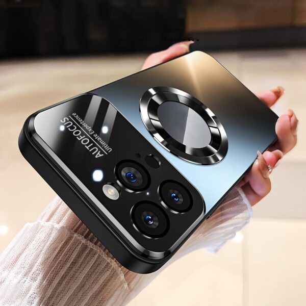 Titanium-Colored Magnetic Wireless Charging Phone Case - Luxury Shockproof Hard Matte Back Cover - Compatible with iPhone 11/12/13/14/15/16 Pro Max Plus, Fully Encasing Camera Lens Protection - Image 4