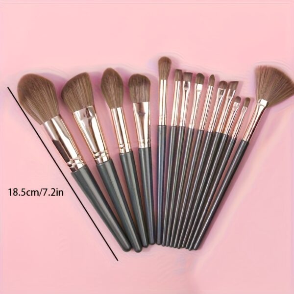14pc Luxurious Plush Makeup Brush Set - Soft, Gentle, and High-Quality Nylon Bristles for Flawless Foundation, Contouring, Blending, and Eye Detailing - Ideal for All Skin Types, Cruelty-Free, and Unscented - Image 8
