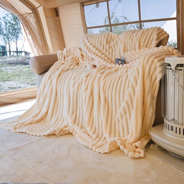 [Customer Favorite] Versatile Faux Rabbit Fur Blanket - Double-Sided, Thermal & Cozy for All Seasons, Perfect for Office Naps, Outdoor Camping, Hiking & Fishing - Image 7