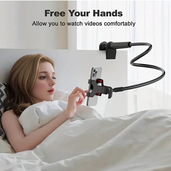 Gooseneck Phone Holder Bed Flexible Arm, Overall Length 75.01 Cm, 360 Adjustable Clamp Clip, Overhead Cell Phone Mount Stand For Bed, Desk, All Cellphone