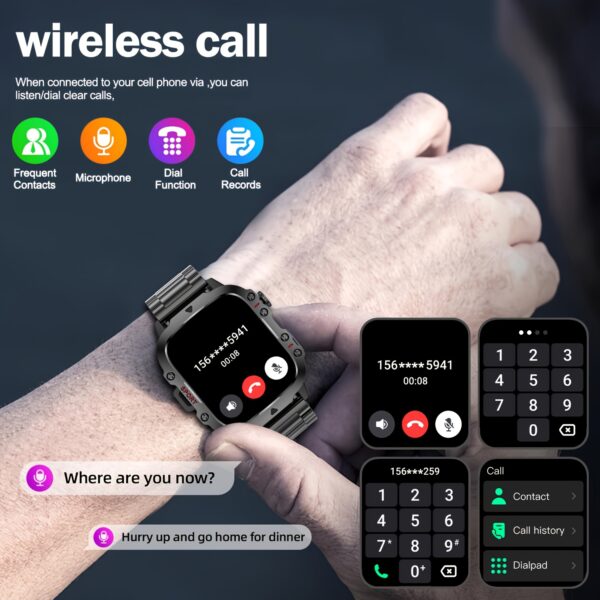 New Rugged Smart Watch for Men Wireless Talk Sports Fitness AI Voice Outdoor 100+ Sports Mode Outdoor Smart Watch - Image 10