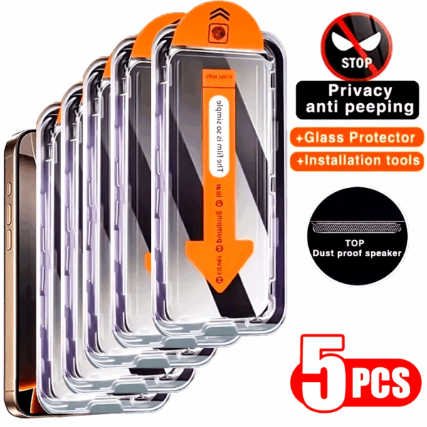 5pcs Full Cover Privacy Screen Protector for iPhone 16/15/14/13/12/11/16 Pro Max/15 Pro Max/Plus/Mini/X/XS/XR/XS Max, 9H Tempered Glass Film, Dynamic Island Compatible, Anti-Scratch, Anti-Fingerprint, Case Friendly, Glossy Screen Surface, Dust Proof Speak - Image 16