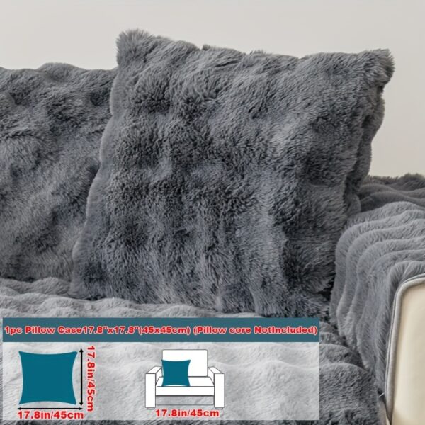 1pc Imitation Rabbit Plush Sofa Cover Winter Warm Thick Plush Soft Sofa Slipcover Pet Favorite Non-slip Protective Couch Cover Furniture Protector For Bedroom Office Living Room Home Decor - Image 22