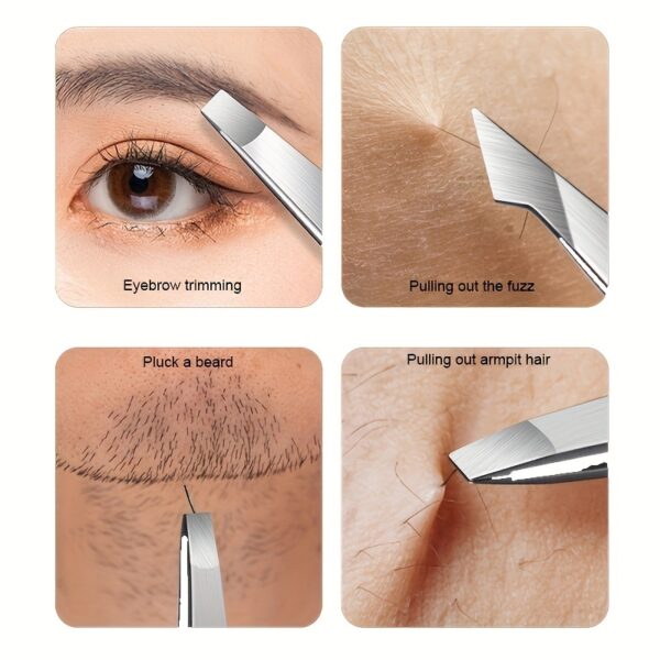 4pcs Professional Tweezers - Perfect For Eyebrow Hair Removal, Splinter & Ingrown Hair Removal & More - With Storage Bag & For Men & Women - Image 6