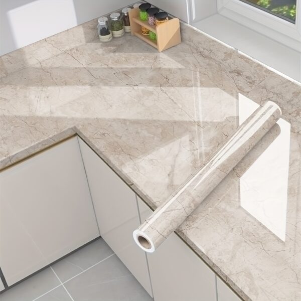 1 Roll Marble Self-Adhesive Wallpaper - Waterproof & Oil-Proof, Easy to Apply for Kitchen & Bathroom Renovation - Image 23