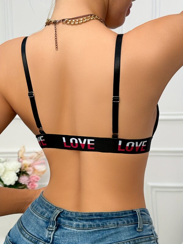 Elegant Front Closure Push-Up Bra for Women - High Support, Wireless, Black Lingerie with Letter Detail, Soft Polyester & Elastane Blend, Hand Wash Only - Image 10