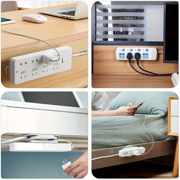 [Customer Favorite] Space-Saving Self-Adhesive Socket Organizer with Cable Management - Easy Install, No Damage Wall Mount Holder, Utility Hooks - Image 7