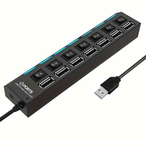 High Speed 4/7ports USB Splitter Hub USB Hub 2.0 Use Power Adapter USB 2.0 Multiple Expander Switch Hub Docking Stations 30CM Cable - Image 13