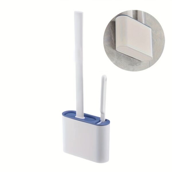 1set 2-in-1 Toilet Brush Set - Wall Mounted, Flexible Bowl Brush with Silicone Bristles, Space-Saving Holder for Bathroom Organization, Easy Cleaning and Hygiene - Bathroom Accessories for Modern Home - Image 7