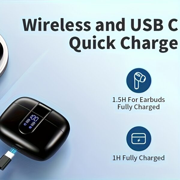LIFEBEE Wireless Earbuds with 60H Playback, LED Power Display, Noise Cancelling Voice Call, Touch Control, Lightweight In-Ear Headphones with Condenser Mic, Rechargeable Lithium Polymer Battery, Type-C USB Charging, Compatible with Cellphones - Adult Use - Image 10