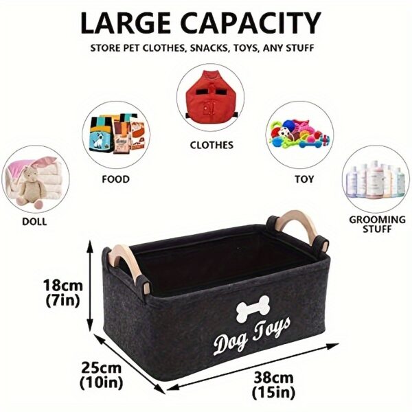 Felt Pet Toy Box, Dog Toy Box, Storage Basket Chest Organizer - Perfect For Organizing Pet - Image 3